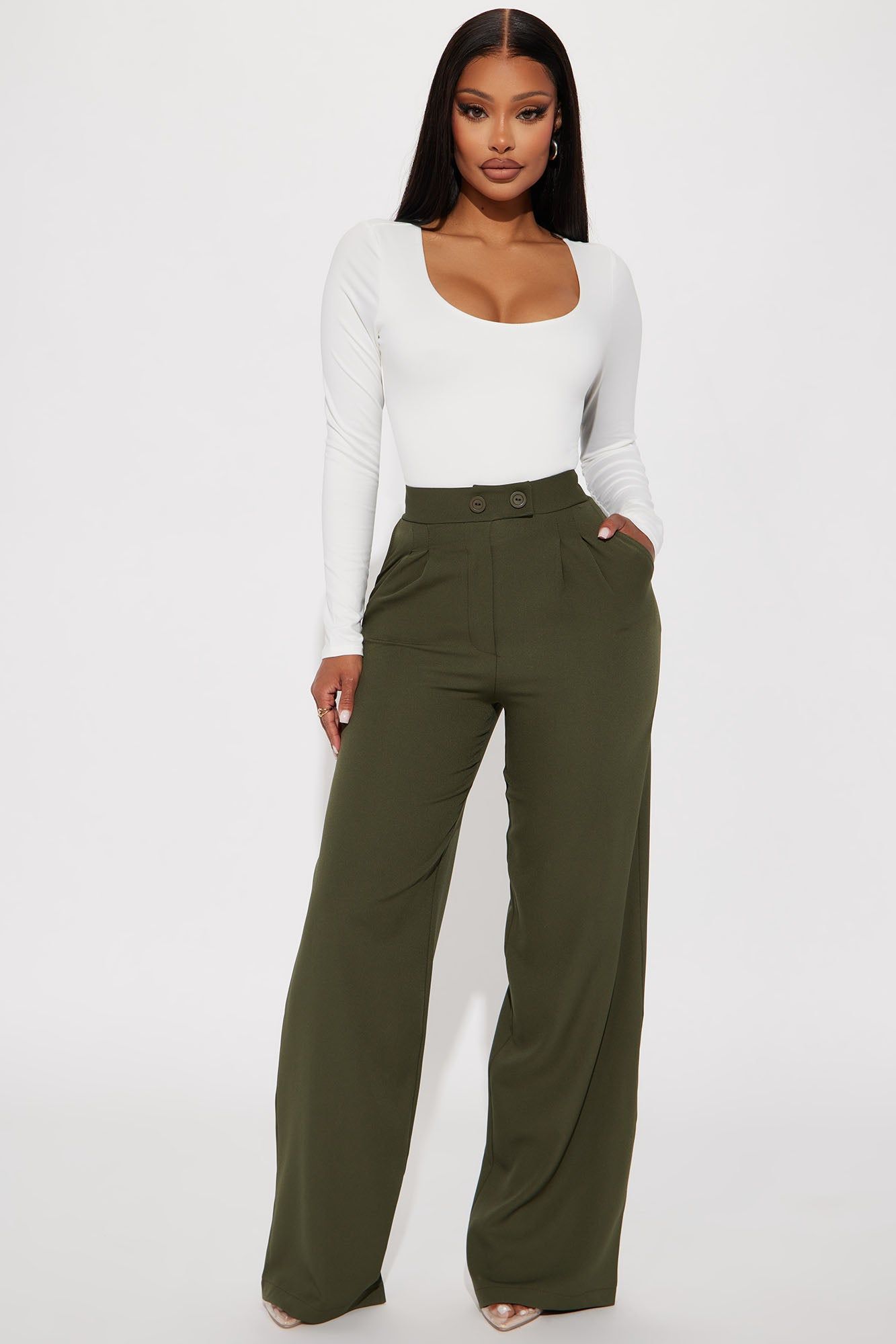 Feeling Focused Trouser - Olive sold by Fashion Nova