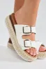 Gianna Platform Buckle Sandals - White sold by Fashion Nova