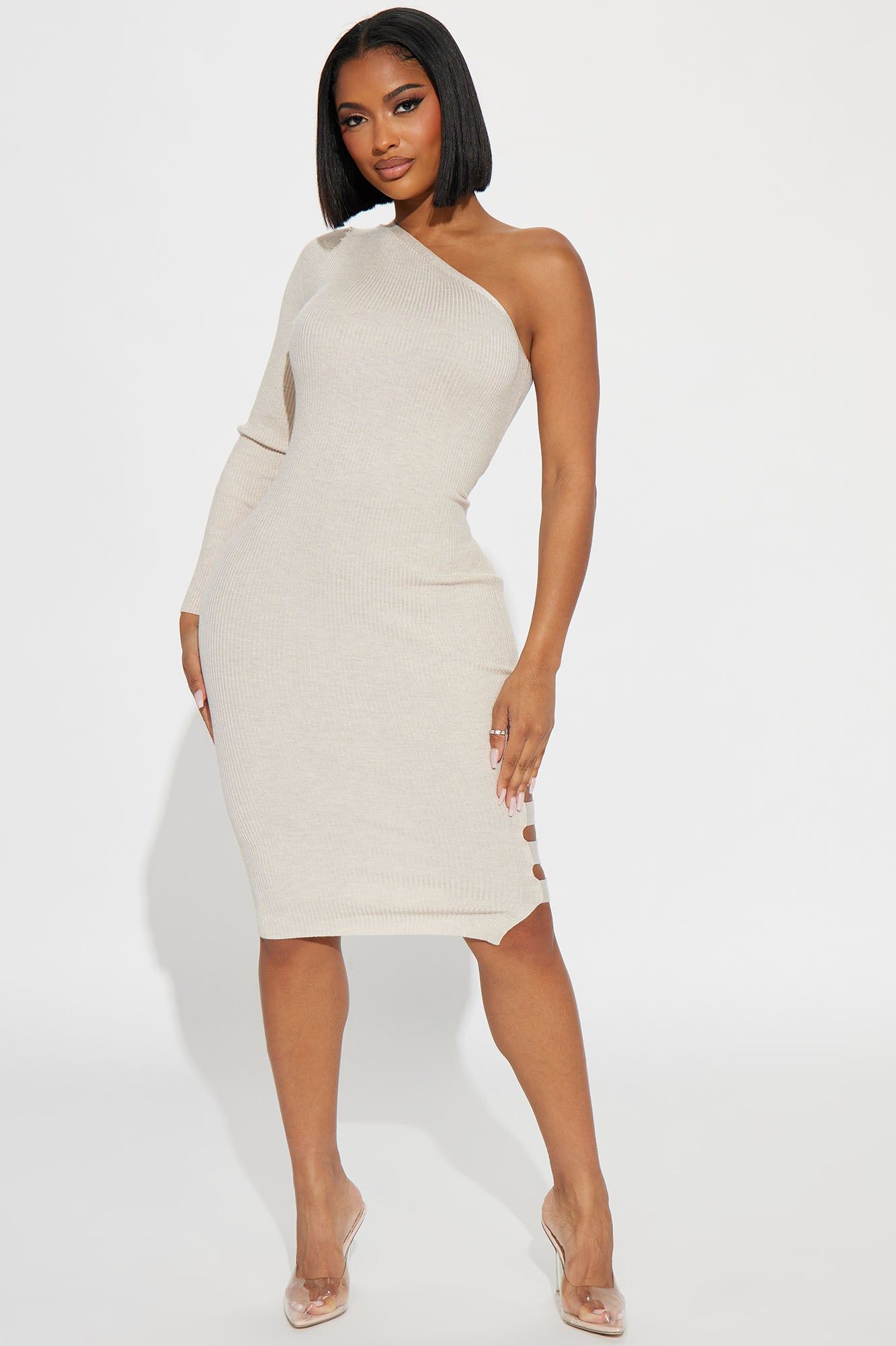 Kirena Sweater Midi Dress - Oatmeal sold by Fashion Nova