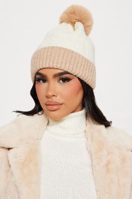 Contrast Winter Beanie - Beige sold by Fashion Nova