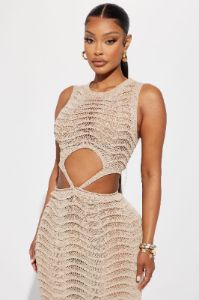 Sara Crochet Maxi Dress - Nude sold by Fashion Nova