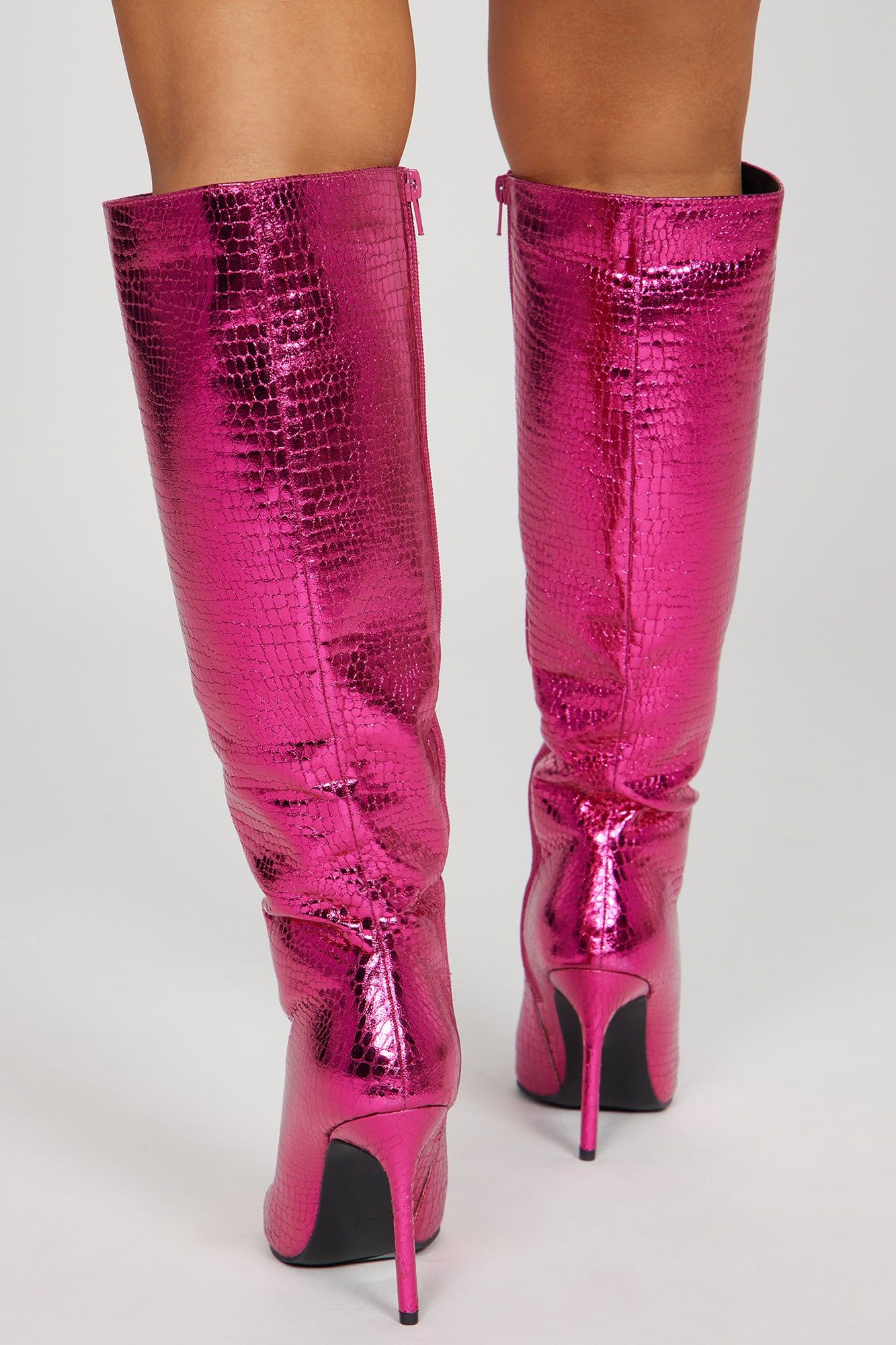 Starships Knee High Heeled Boots - Fuchsia sold by Fashion Nova product image thumbnail 4