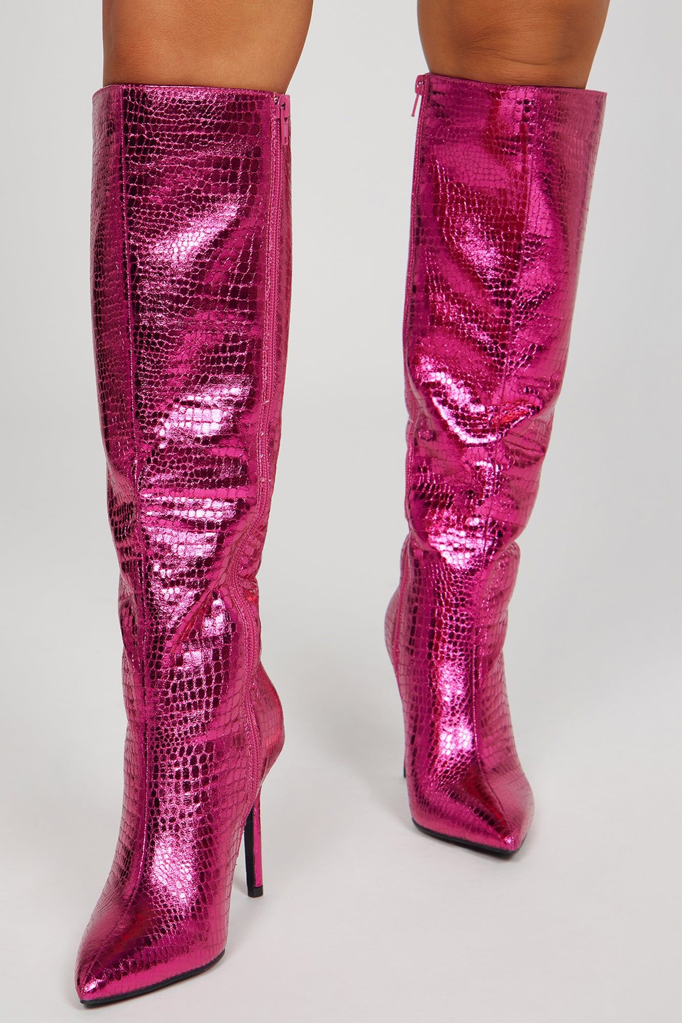 Starships Knee High Heeled Boots - Fuchsia sold by Fashion Nova product image thumbnail 3