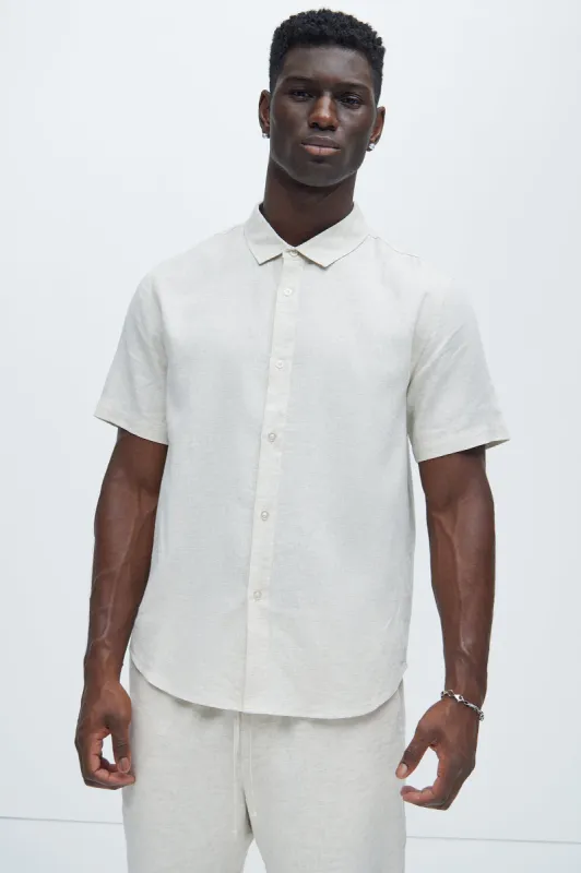 Bahamas Linen Classic Button Up Shirt - Oatmeal sold by Fashion Nova