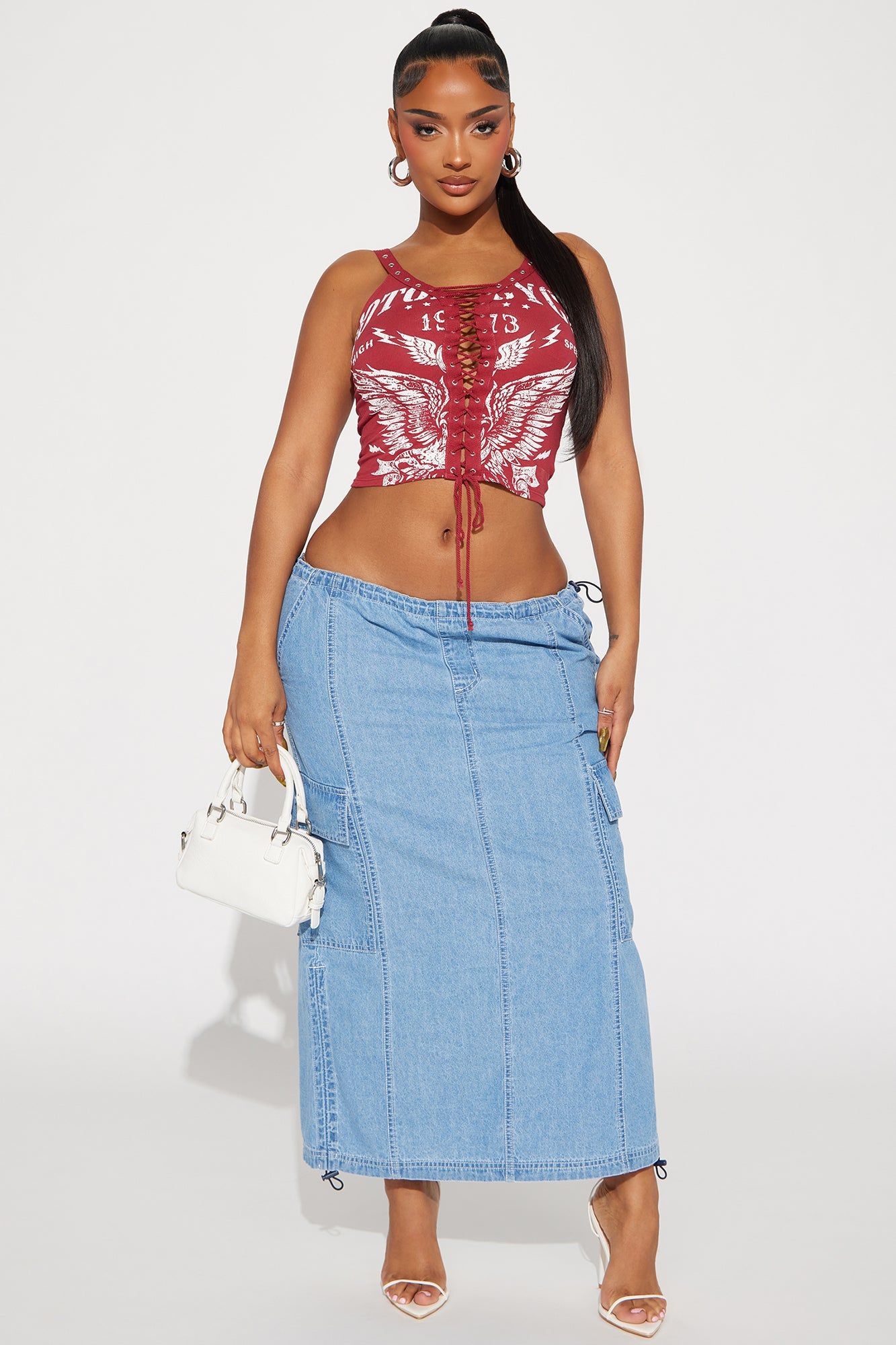Jolie Denim Cargo Maxi Skirt - Light Wash sold by Fashion Nova