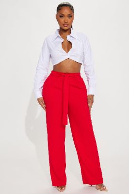 Ellery Tie Waist Trouser - Red sold by Fashion Nova
