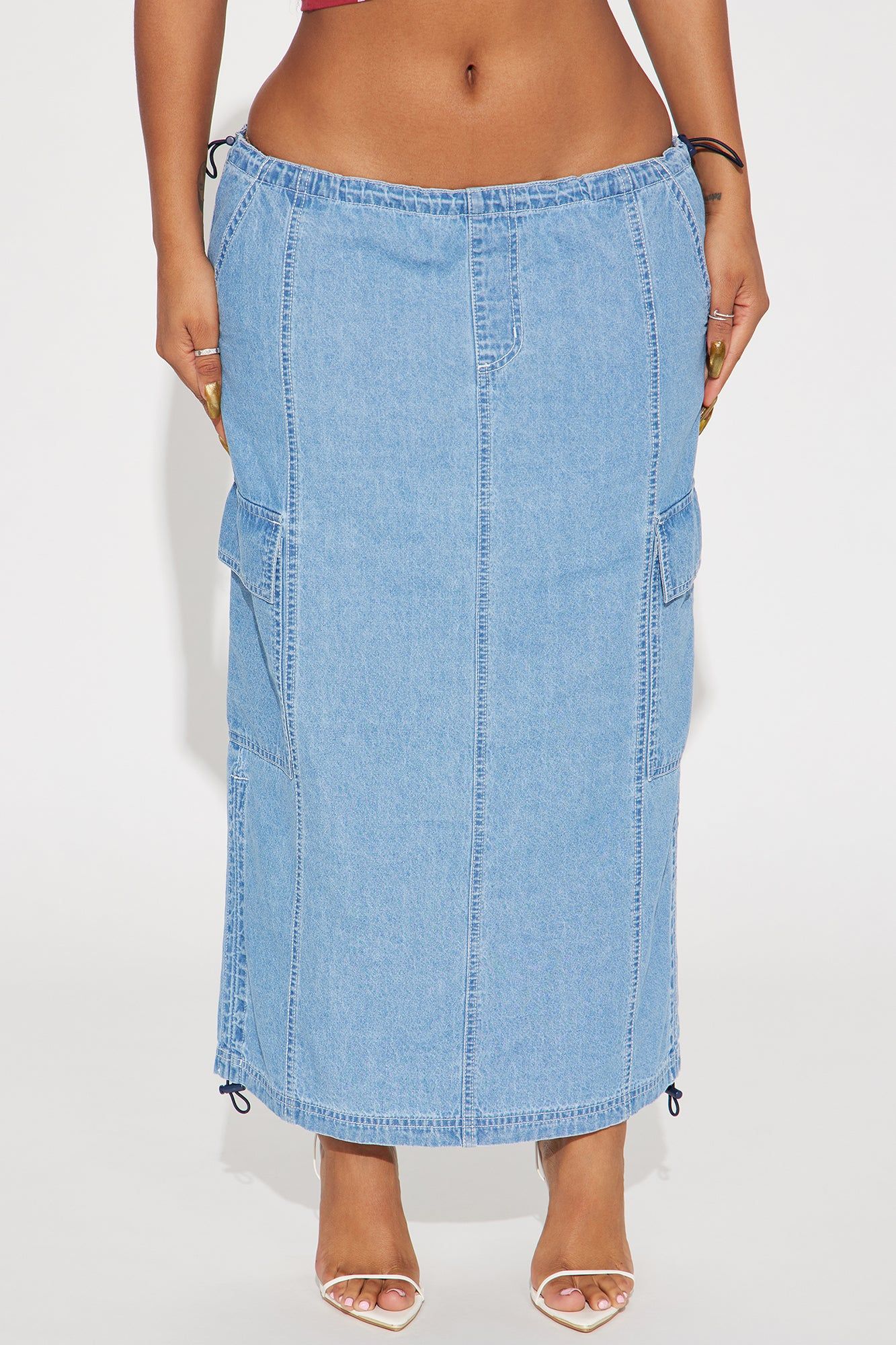 Jolie Denim Cargo Maxi Skirt - Light Wash sold by Fashion Nova product image thumbnail 2
