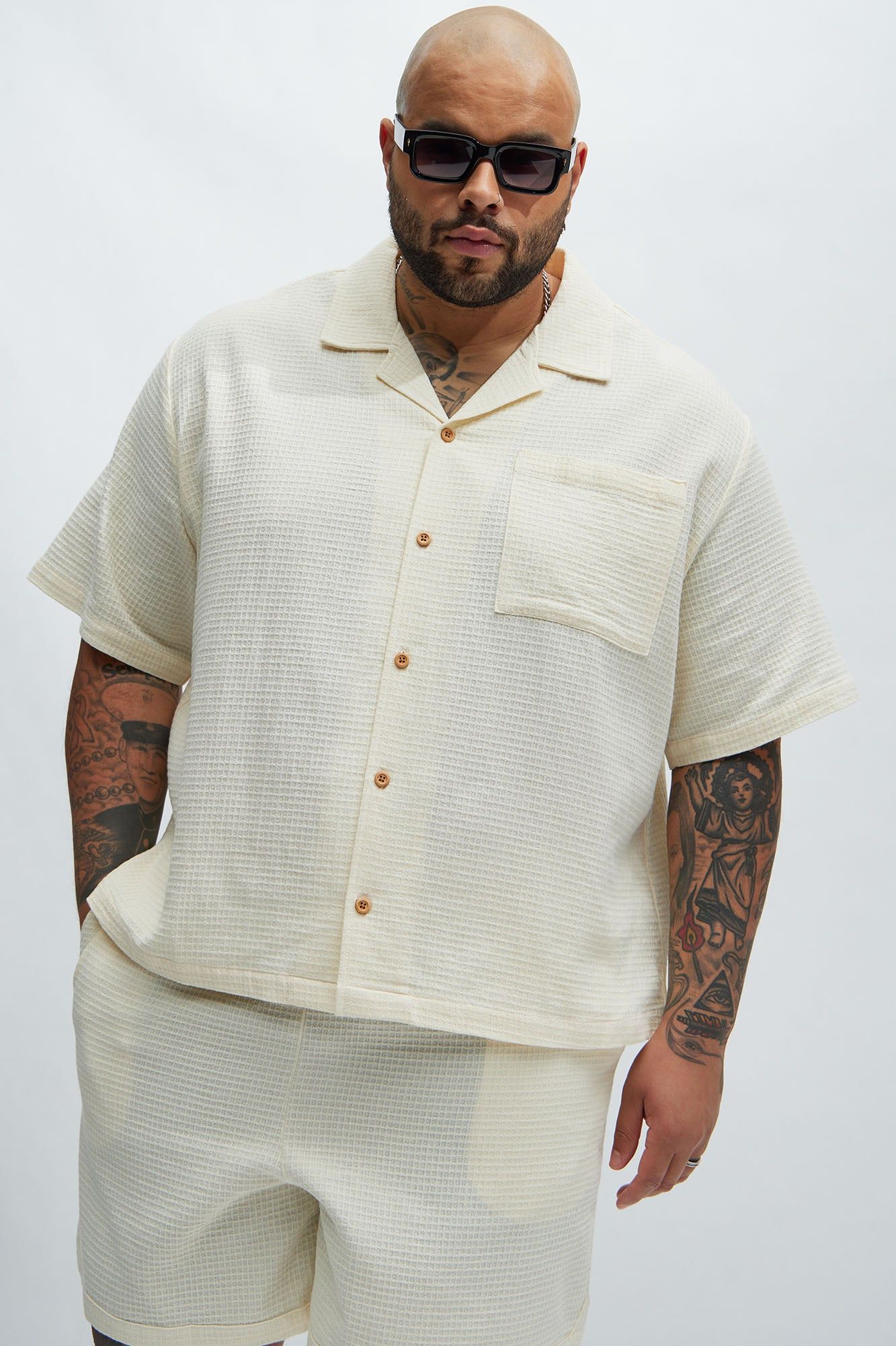 Belgian Textured Shirt - Cream sold by Fashion Nova product image thumbnail 5