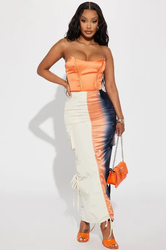 Sunset Lover Ombre Nylon Maxi Skirt - Ivory/combo sold by Fashion Nova