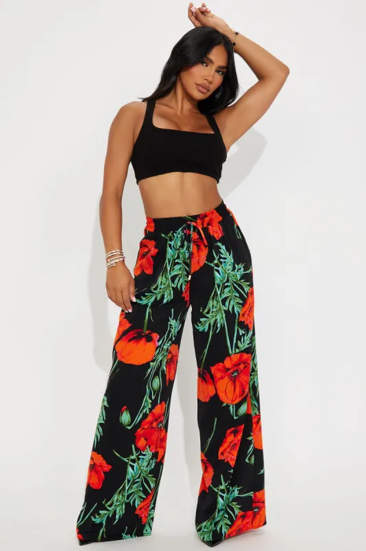 Petal Please Satin Pant - Red/combo sold by Fashion Nova