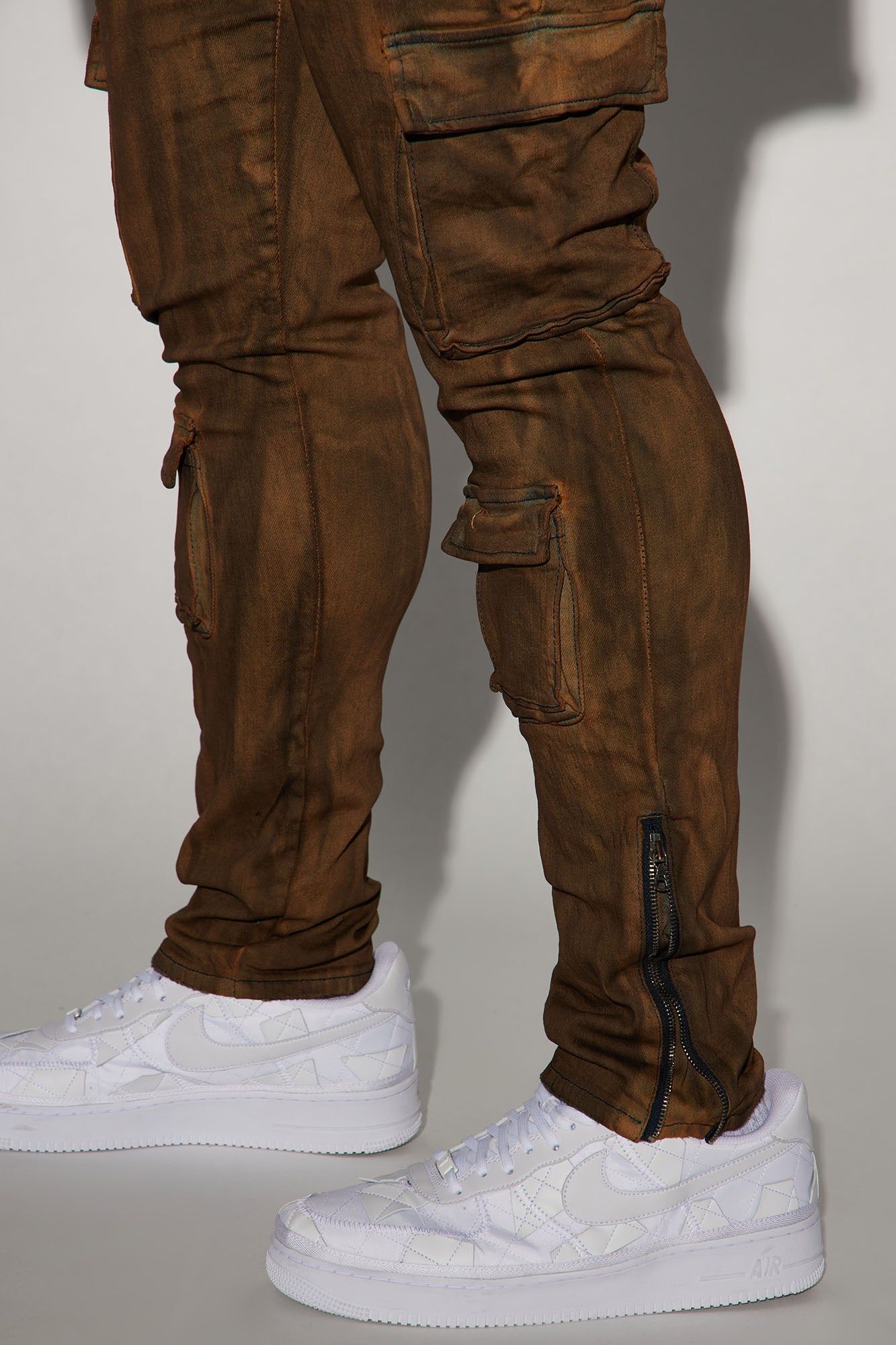 Pocket Me Cargo Stacked Skinny Zipper Flare Jeans - Brown sold by Fashion Nova product image thumbnail 3