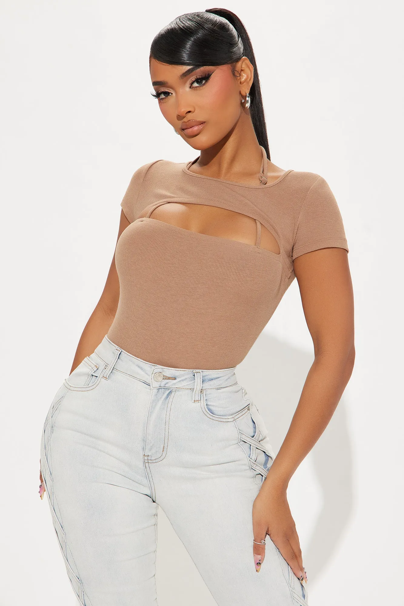 Just Another Day Short Sleeve Bodysuit - Mocha sold by Fashion Nova product image thumbnail 3