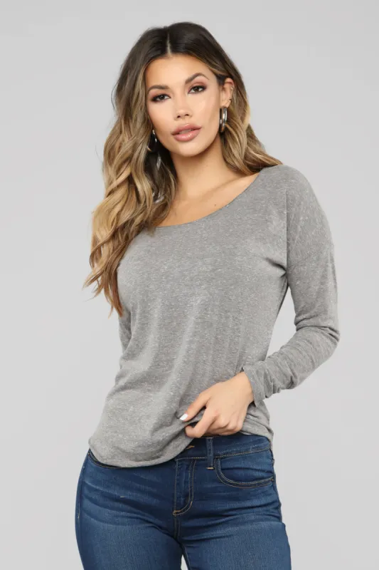My Everyday Long Sleeve Top - HeatherGrey sold by Fashion Nova