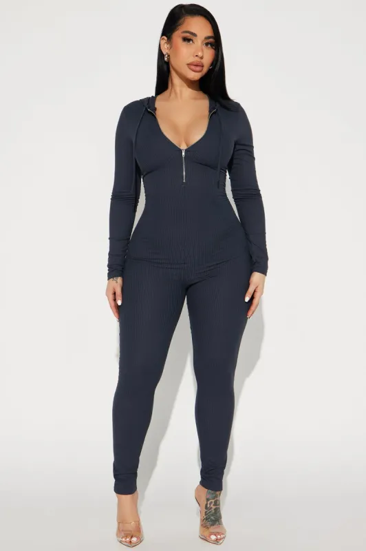 Running From You Ribbed Jumpsuit  - Charcoal sold by Fashion Nova