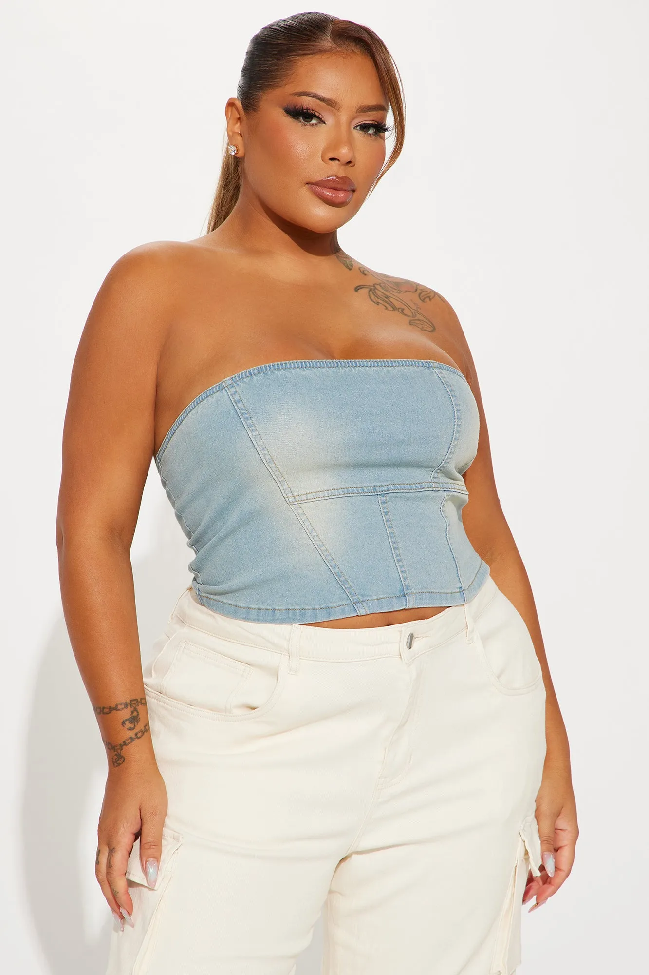 Up To You Washed Denim Top - Light Wash sold by Fashion Nova product image thumbnail 4