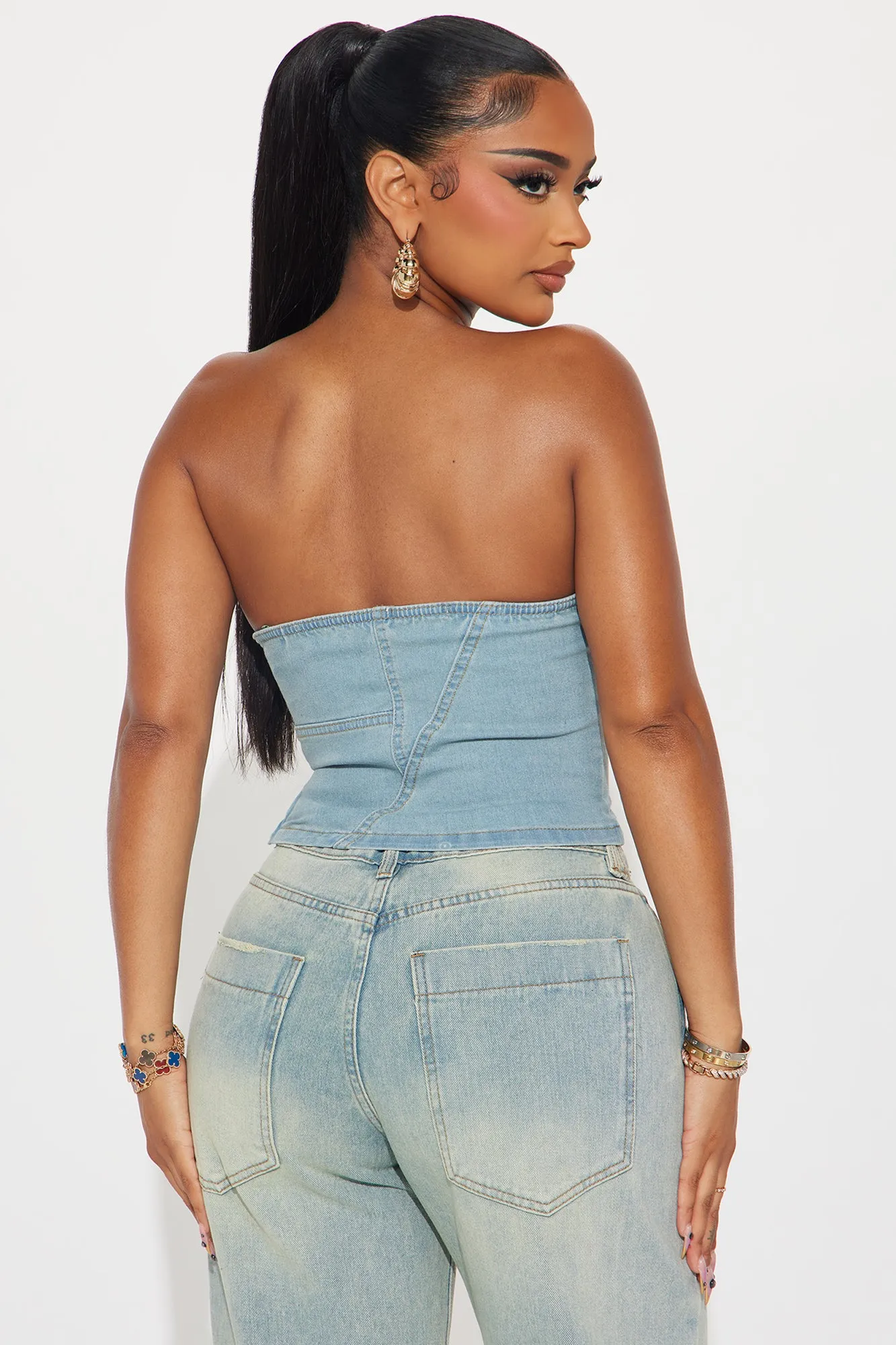 Up To You Washed Denim Top - Light Wash sold by Fashion Nova product image thumbnail 3