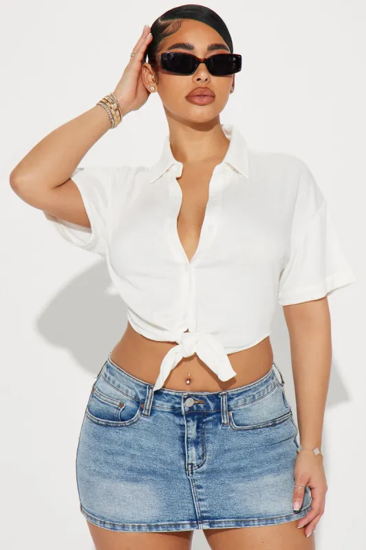 Take Me There Button Up Top - Ivory sold by Fashion Nova