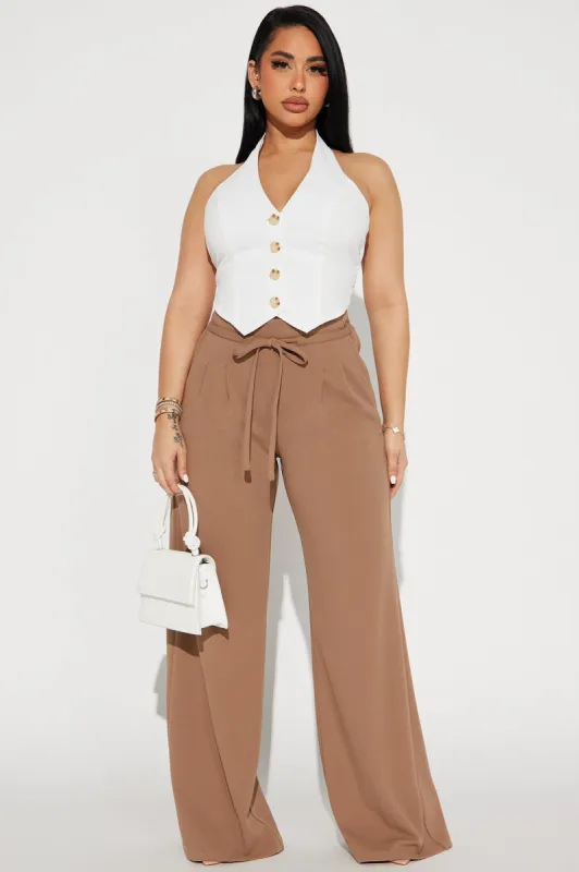 Name Your Game Trouser Pant - Taupe sold by Fashion Nova