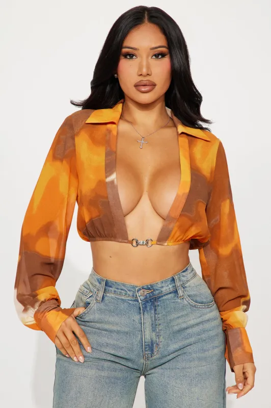 Tahiti Blouse Top - Brown/combo sold by Fashion Nova