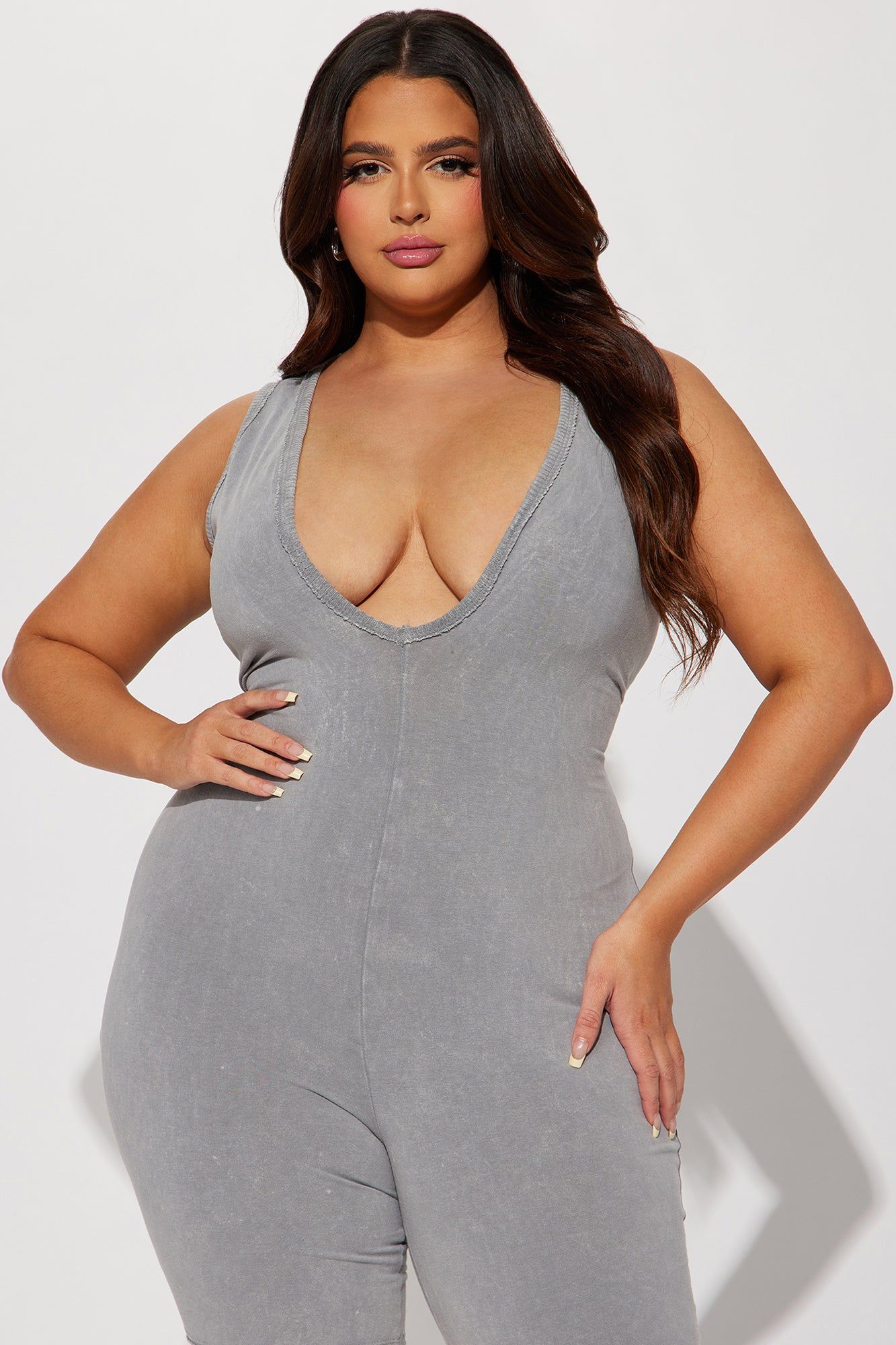 Laylah Mineral Wash Romper - Grey sold by Fashion Nova product image thumbnail 5