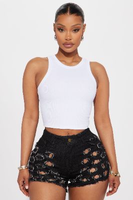 Emma Classic Ribbed Tee - White sold by Fashion Nova