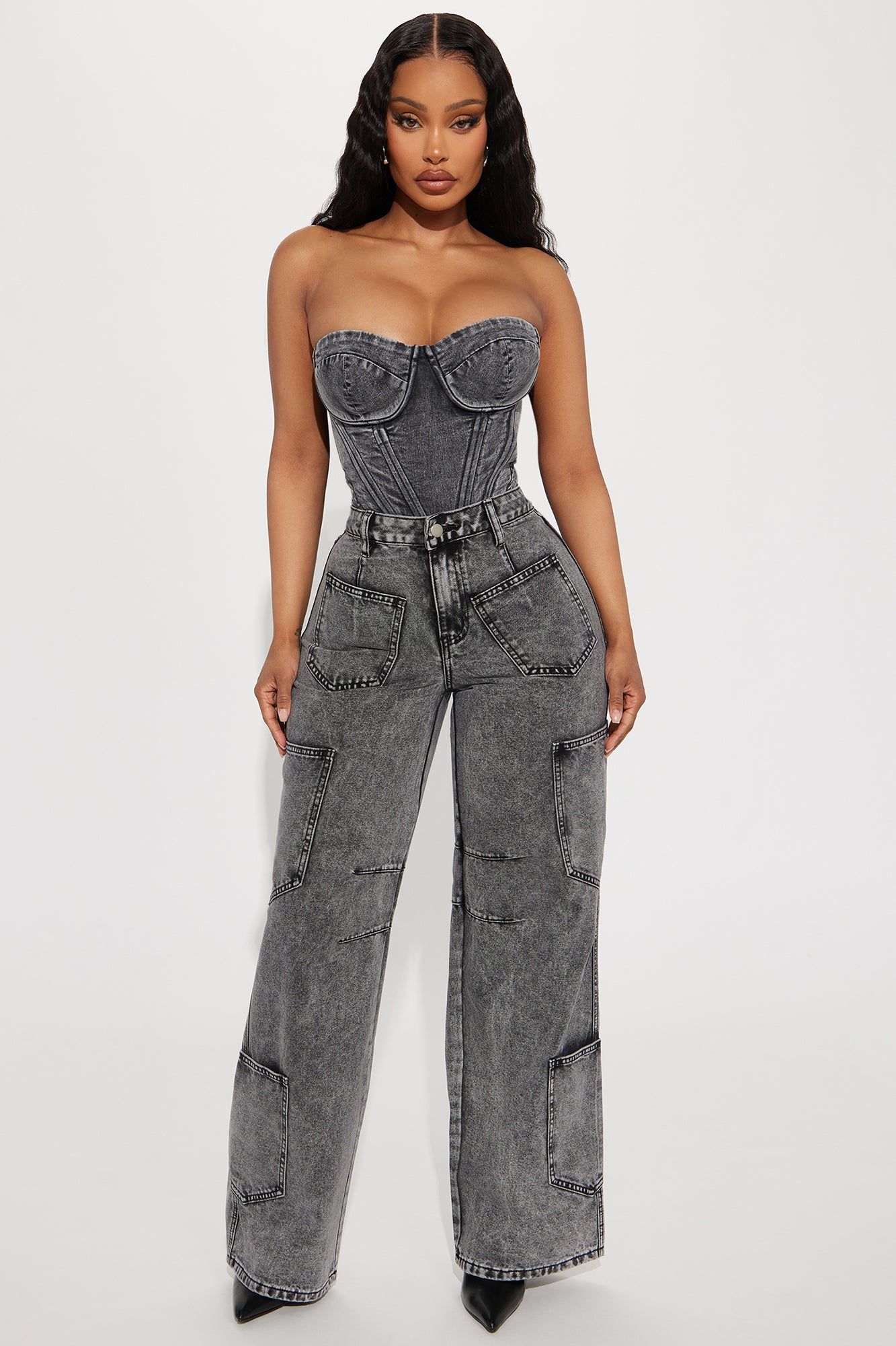 Out Of Pocket Baggy Jeans - Acid Wash Black sold by Fashion Nova