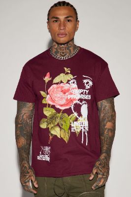 Full Of Empty Promises Short Sleeve Tee - Burgundy made by Fashion Nova