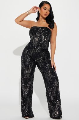Meet You Tonight Sequin Jumpsuit - Black made by Fashion Nova