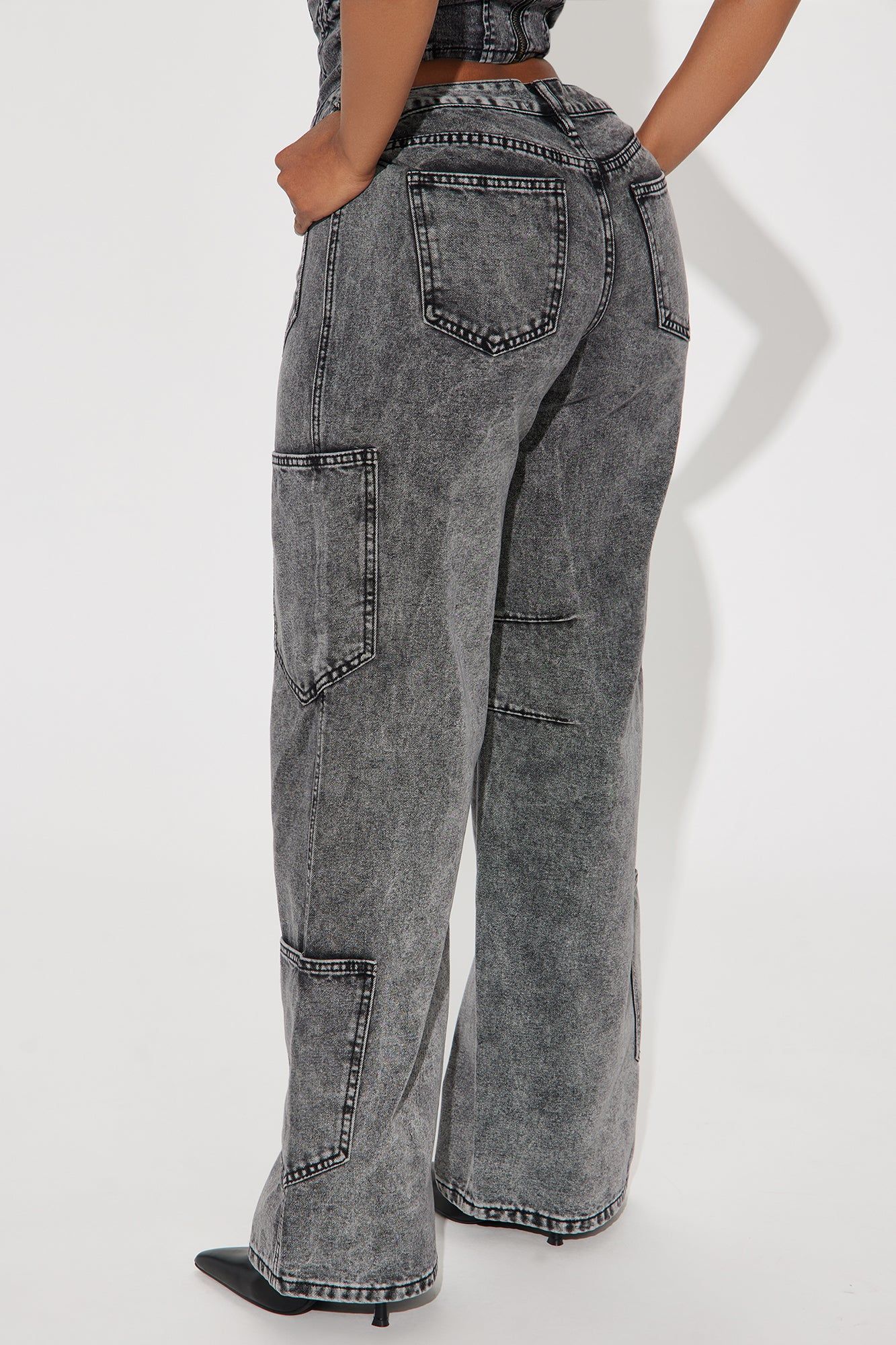 Out Of Pocket Baggy Jeans - Acid Wash Black sold by Fashion Nova product image thumbnail 3