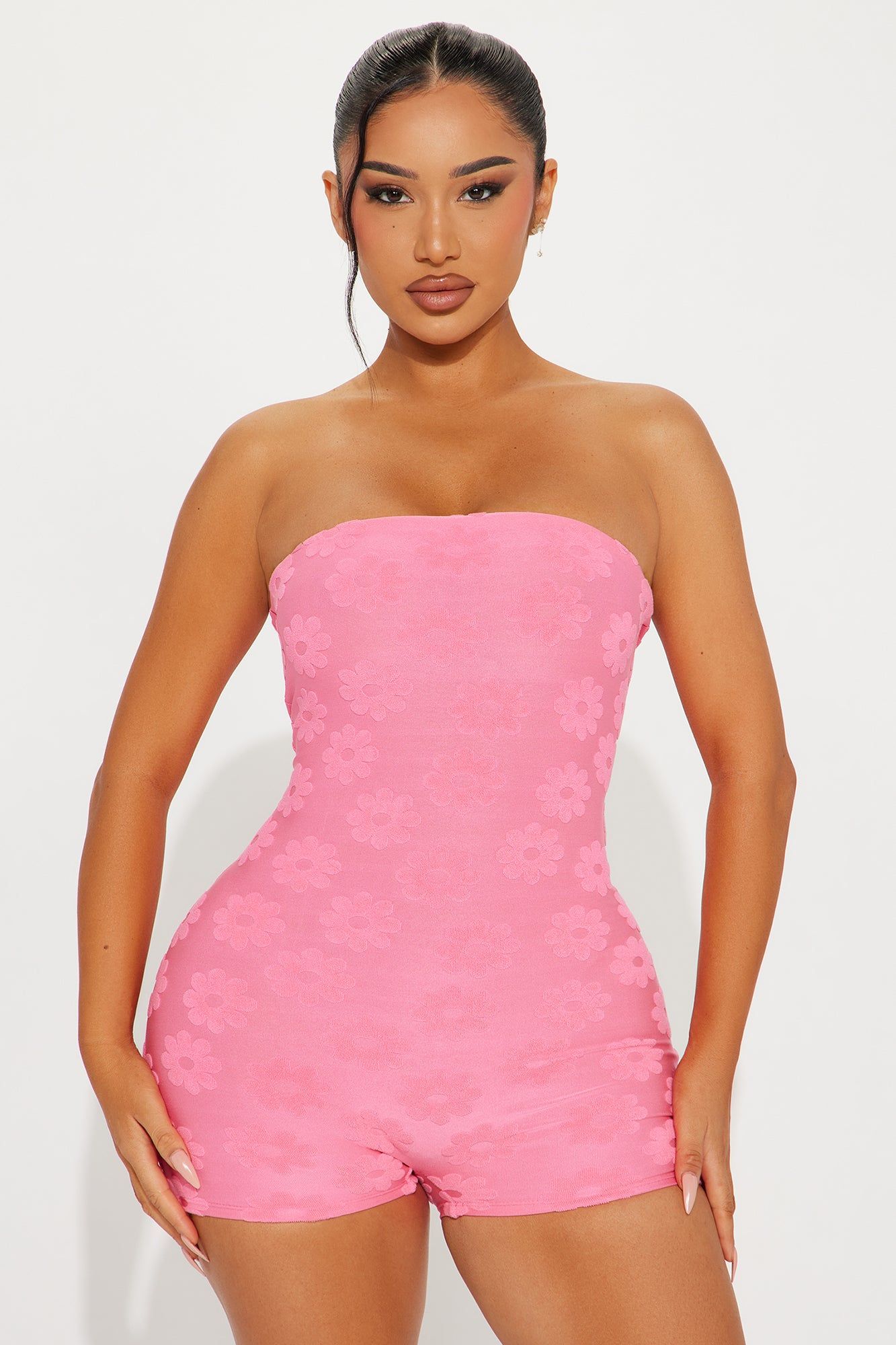 My Own Flower Terry Cloth Romper - Pink sold by Fashion Nova product image thumbnail 2
