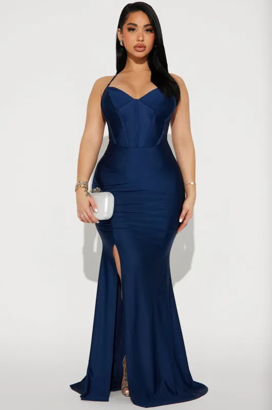 Angelina Corset Gown - Navy sold by Fashion Nova