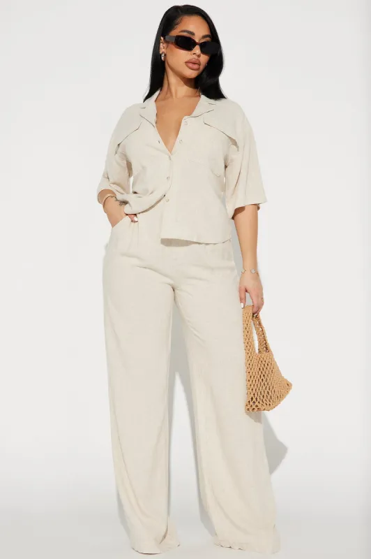 Roslyn Linen Pant Set - Oatmeal made by Fashion Nova