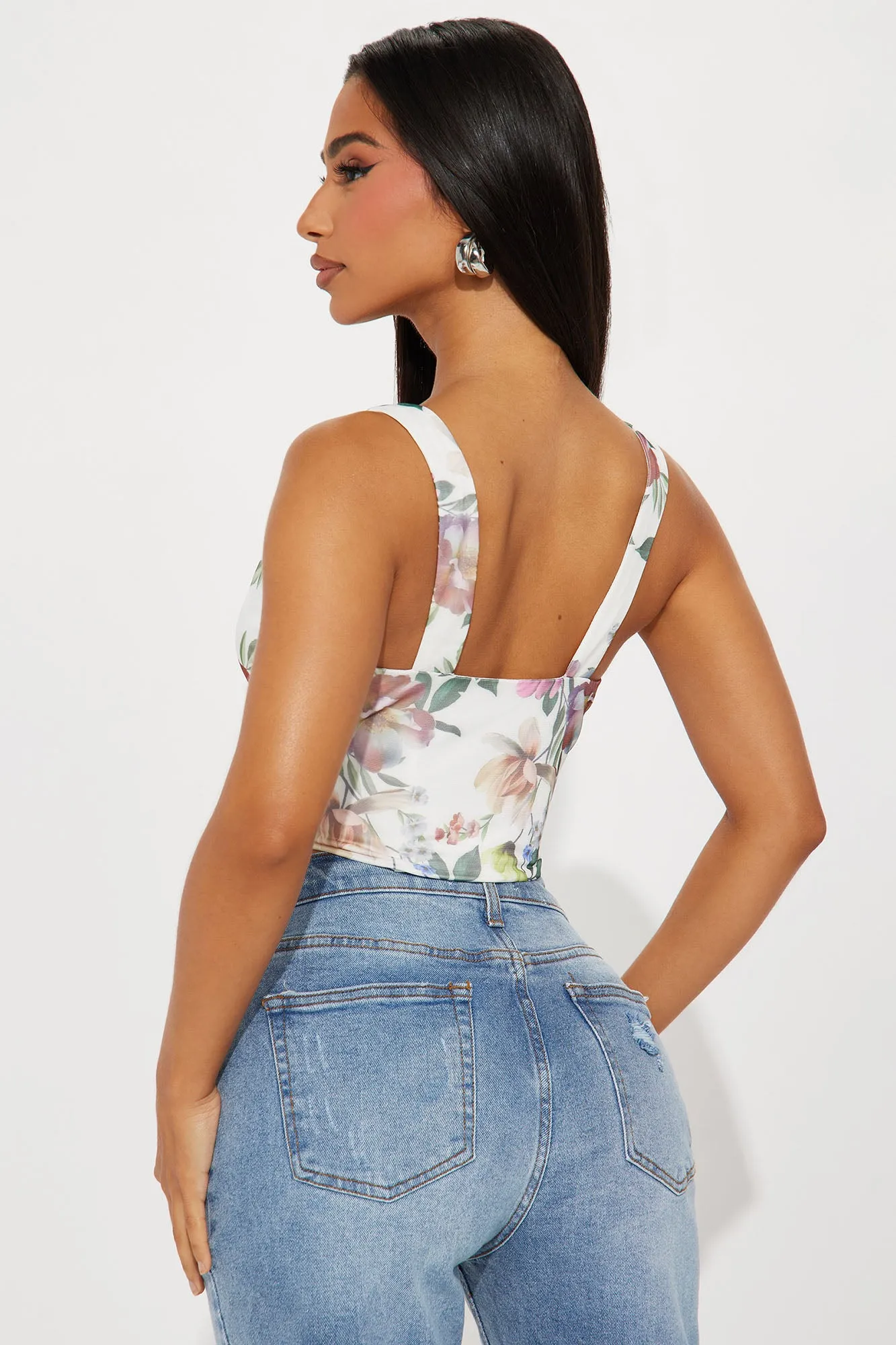 La Flor Mesh Corset Top - Ivory/combo sold by Fashion Nova product image thumbnail 3