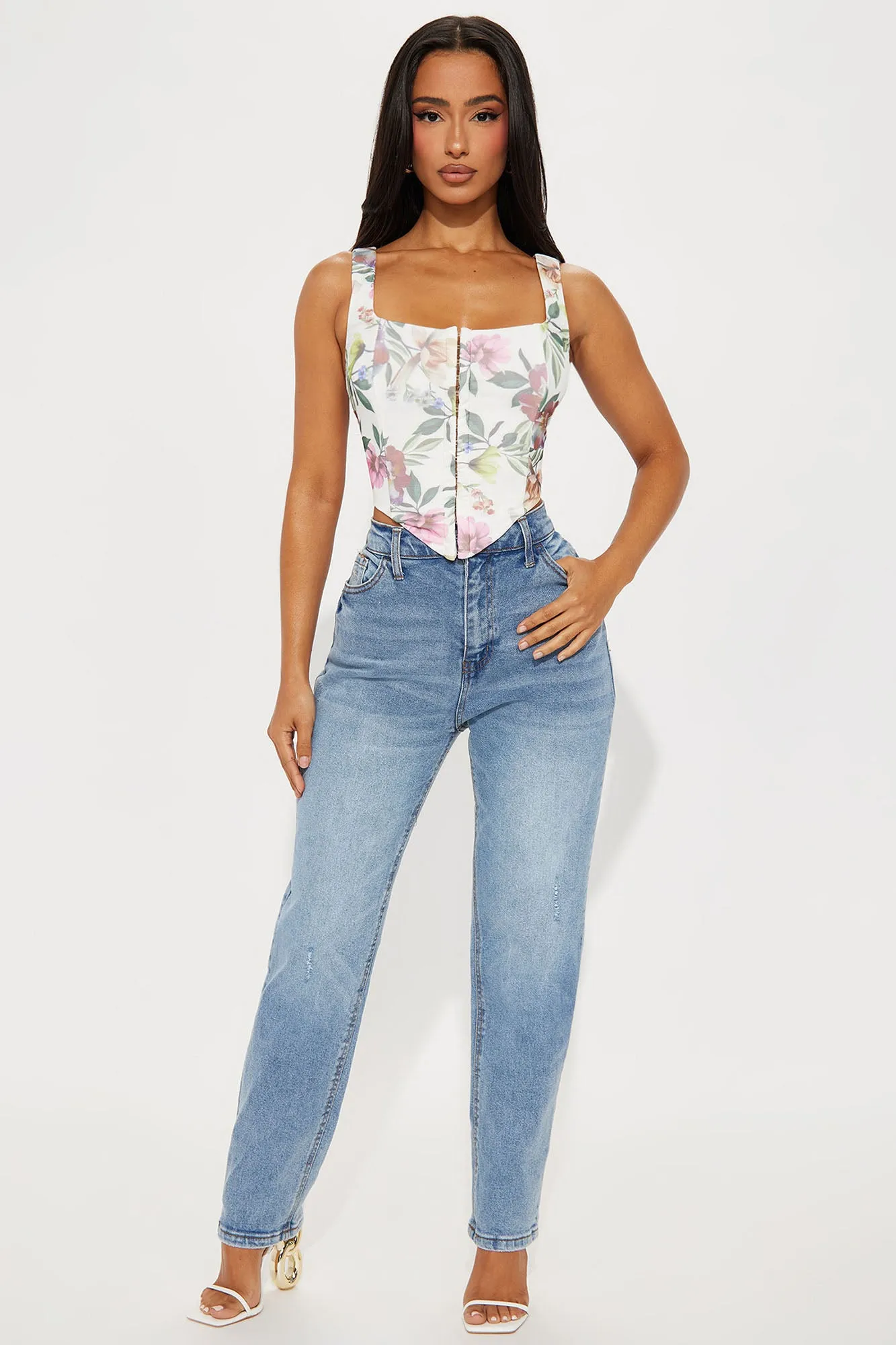 La Flor Mesh Corset Top - Ivory/combo sold by Fashion Nova product image thumbnail 2