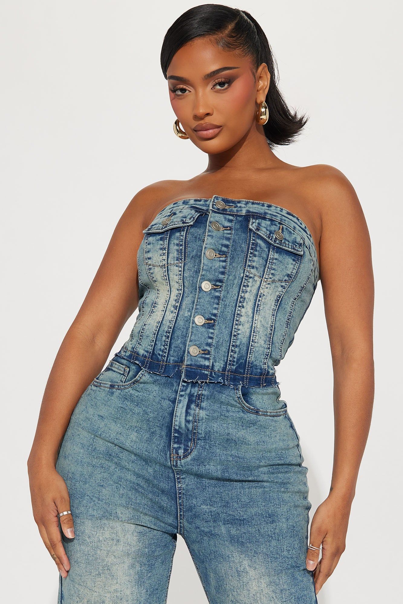 Charming Girl Denim Jumpsuit - Medium Wash sold by Fashion Nova product image thumbnail 2