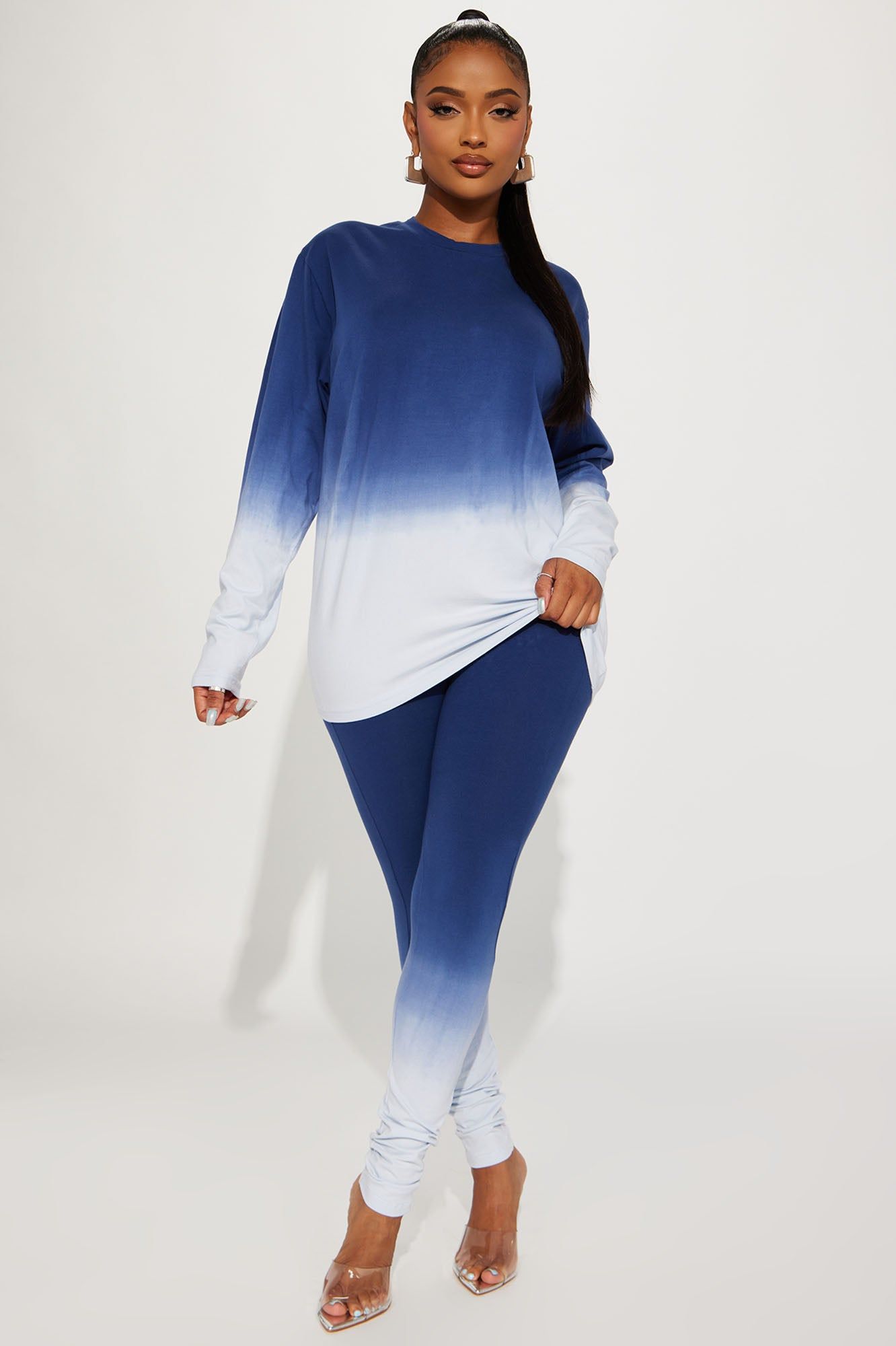 Fading Away Long Sleeve Legging Set - Navy sold by Fashion Nova