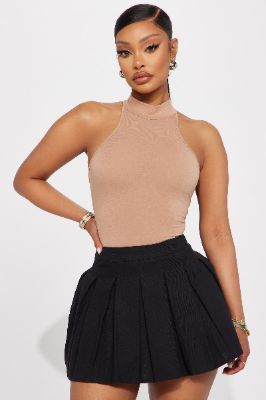 Myra Mock Neck Tank Top - Taupe sold by Fashion Nova