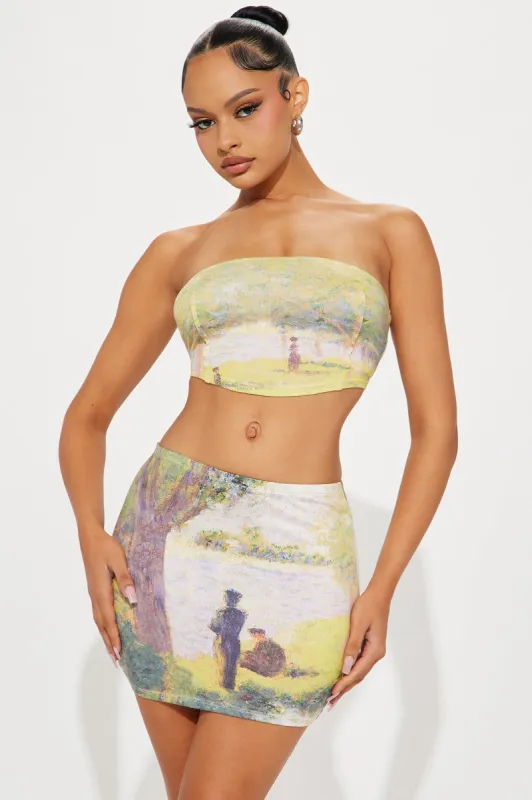 Memory Lane Skirt Set - Yellow/combo sold by Fashion Nova