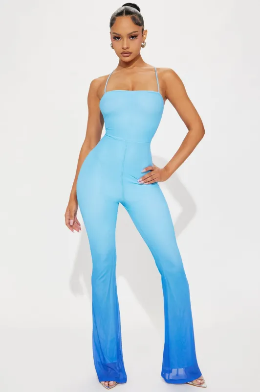 Sun Kissed Mesh Jumpsuit - Blue/combo sold by Fashion Nova