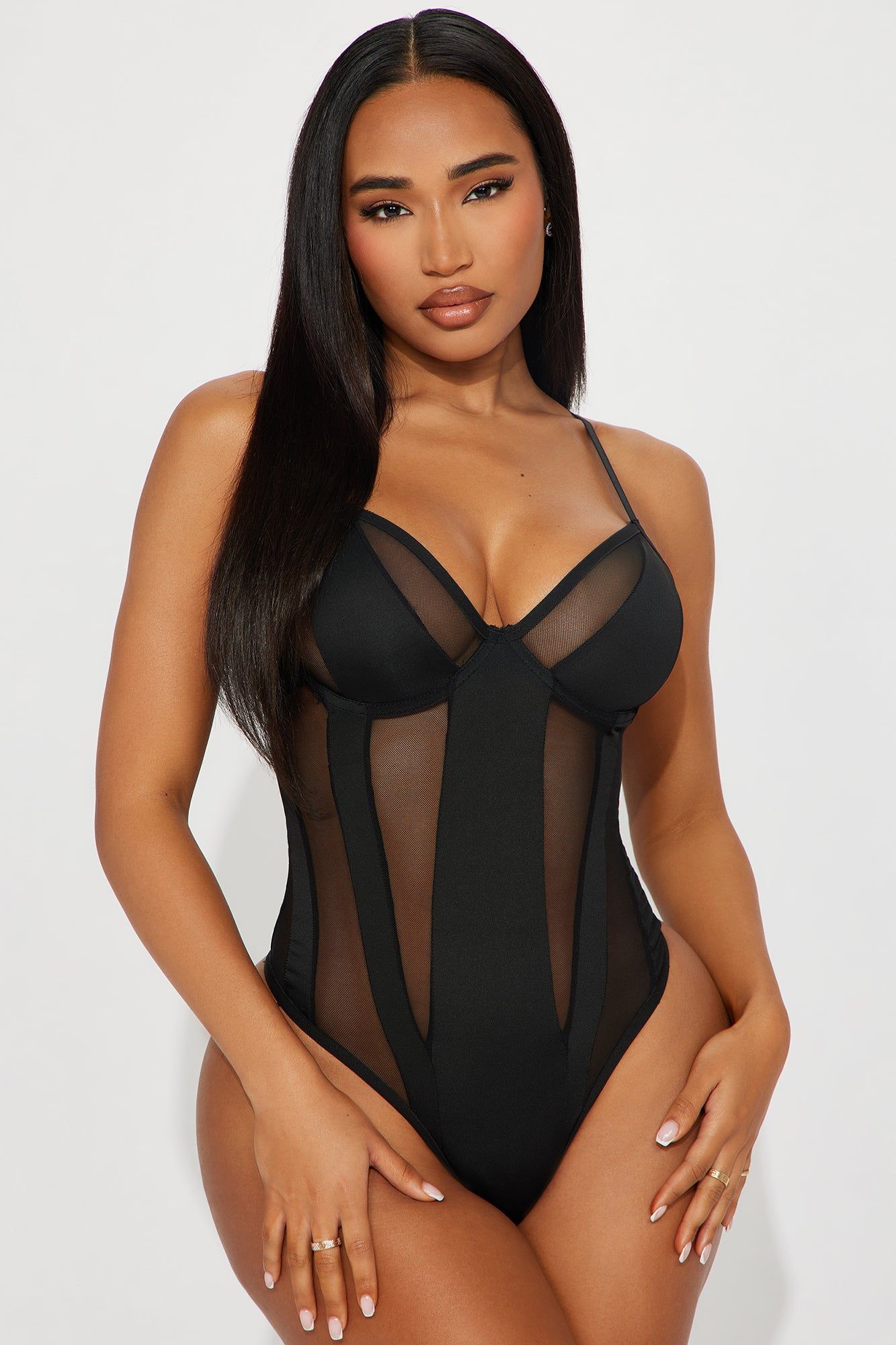 Hiding In The Shadow Mesh Teddy - Black sold by Fashion Nova