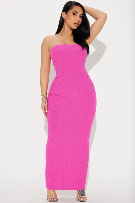 Anya Textured Maxi Dress - Fuchsia sold by Fashion Nova