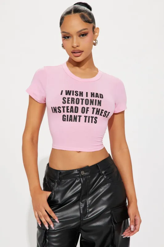 Wish I Had Serotonin Tee - Pink sold by Fashion Nova