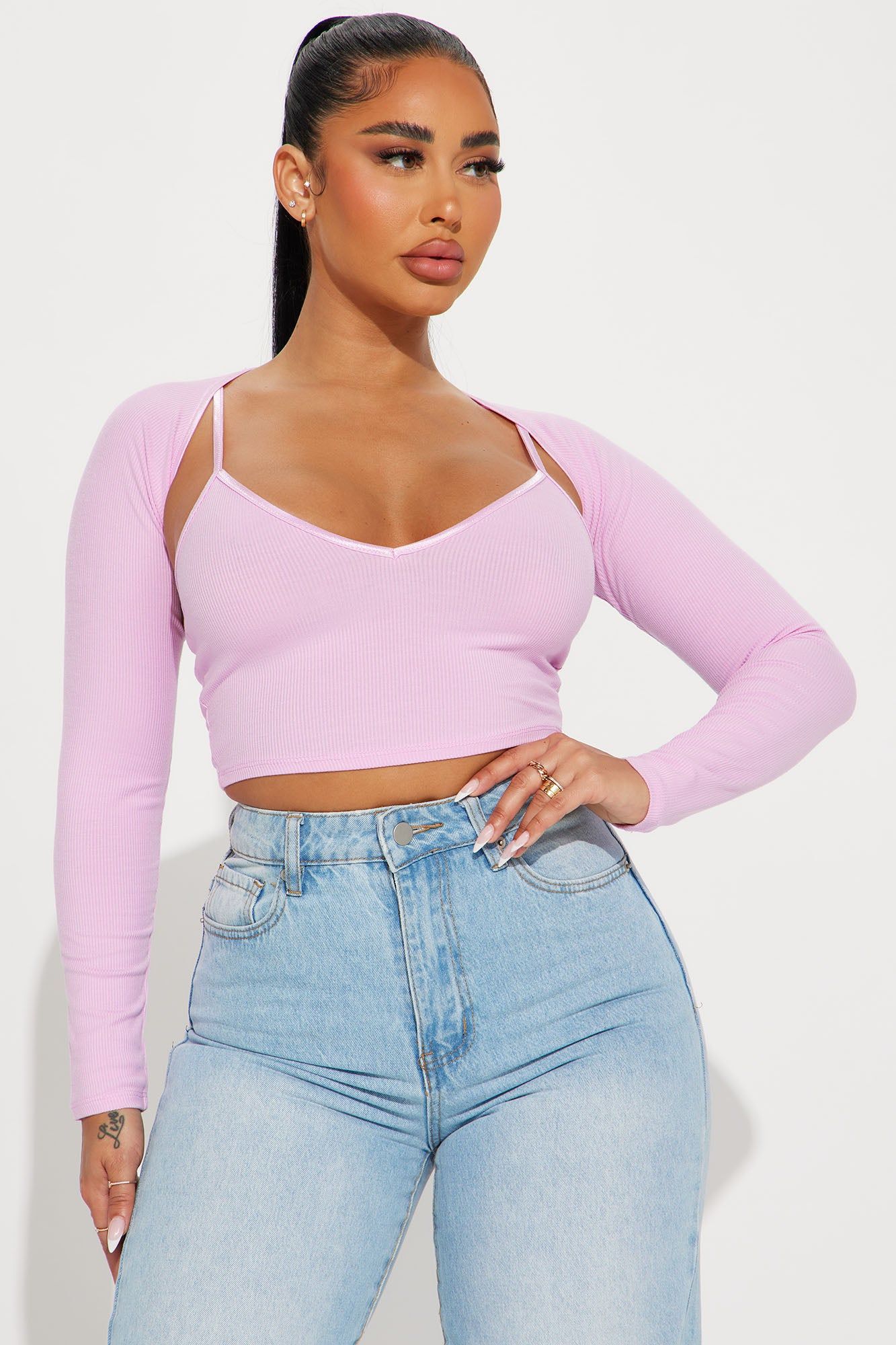 Blaire Tank And Bolero Top - Pink sold by Fashion Nova