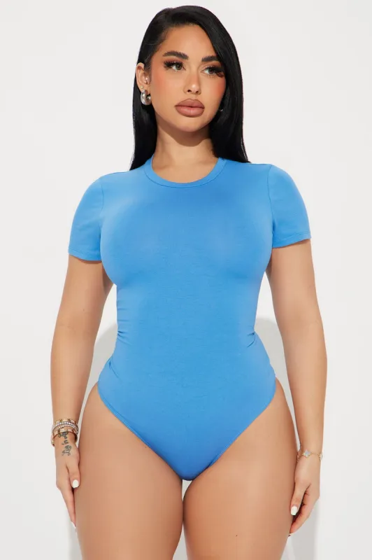 Cambria Short Sleeve Bodysuit - Blue sold by Fashion Nova