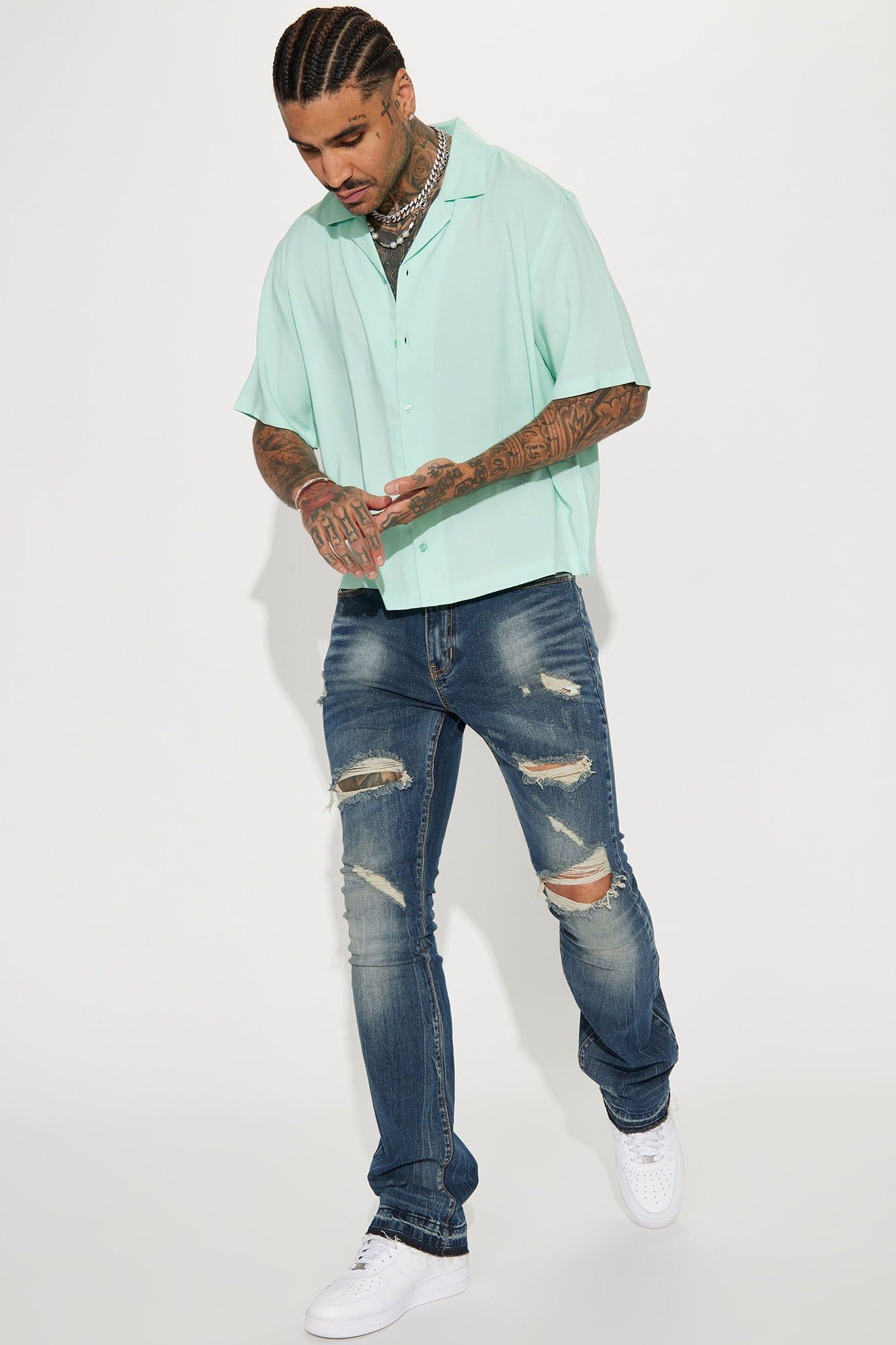 Let Em Wonder Vintage Stacked Skinny Flare Jeans - Medium Blue Wash sold by Fashion Nova product image thumbnail 2