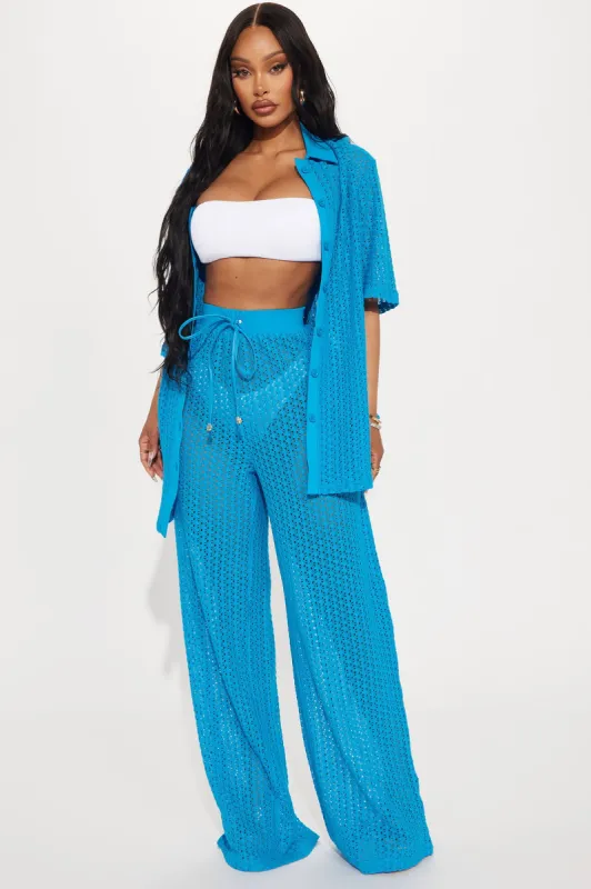 Abby Swim Cover Up Pants - Blue sold by Fashion Nova