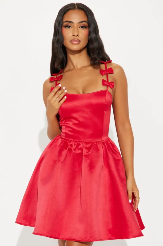 Loving Every Moment Satin Mini Dress - Red sold by Fashion Nova