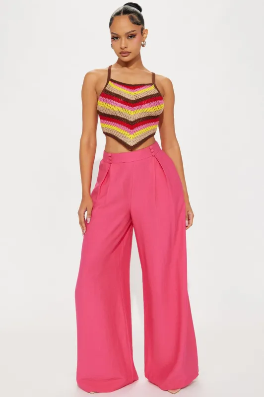 Vacay Vibes Linen Pant - Fuchsia sold by Fashion Nova