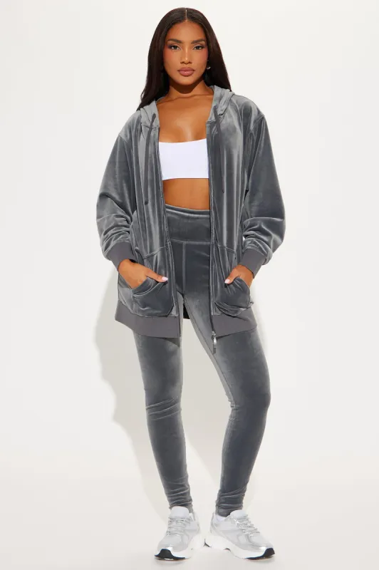 OG Friend Soft Velour Legging Set - Charcoal sold by Fashion Nova