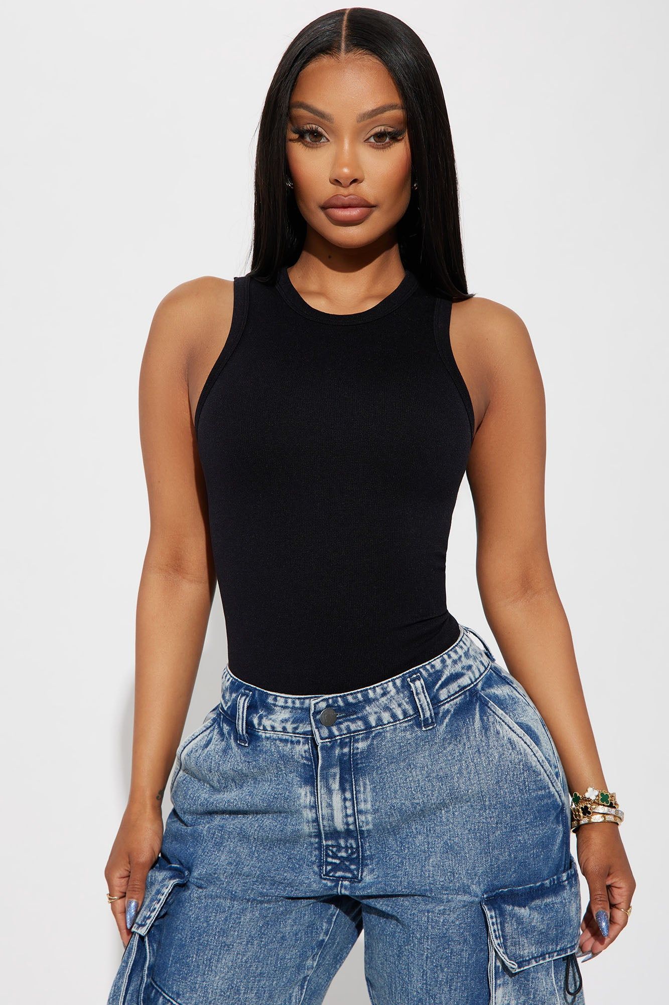 The New Classic Ribbed Racerback Top - Black sold by Fashion Nova